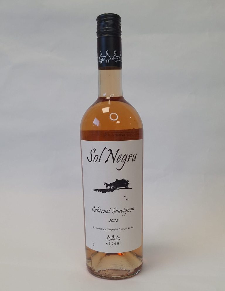 bottle of rose wine by asconi sol negru cabernet sauvignon